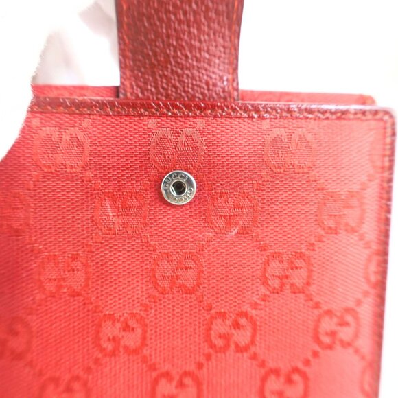 Gucci GG mono Flap Canvas/Leather Red Women Wallet Vintage - Picture 12 of 16